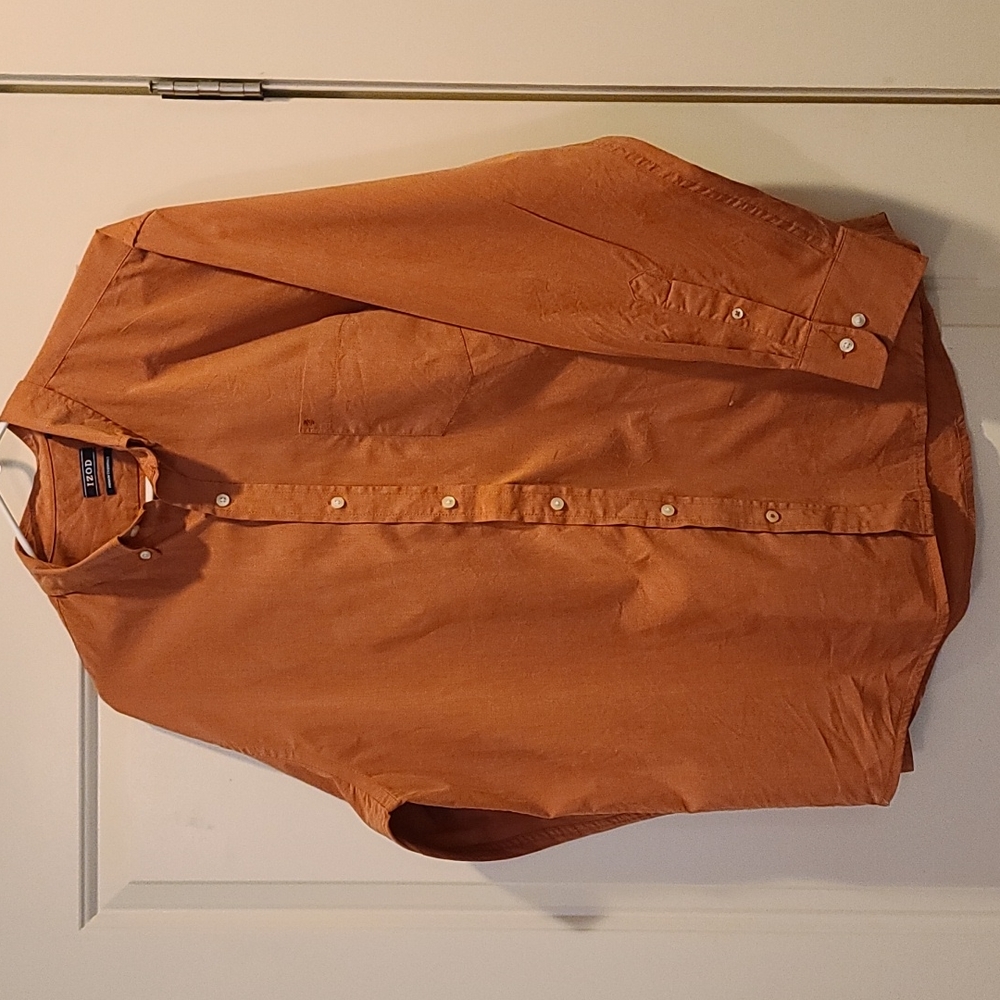 Izod, Men's L, Texas orange, cotton button-down shirt